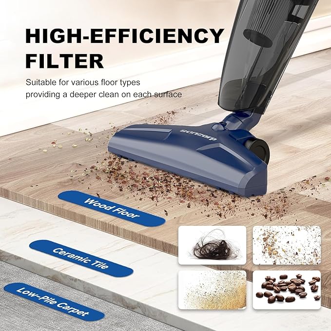 Corded Vacuum Cleaner, 14KPa Powerful Suction with 600W Motor, Lightweight Stick Vacuum Cleaner, Converts to Handheld with Washable Filter, Handheld Vacuum for Home, Pet Hair, Carpet, Hard Floors, Car