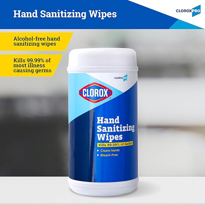 Clorox Pro Alcohol Free Hand Sanitizer Wipes with BZK - Gentle Hand Sanitizing Wipes for Hands in Bulk Canister - Disinfecting Sanitizer Solution for School Supplies & Office Use, 40 Count