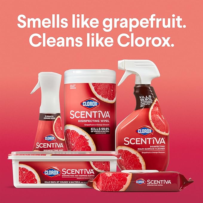 Clorox Scentiva Disinfecting Mist, Grapefruit and Orange Blossom, Refill, 16 Fl Oz Each, Pack of 3