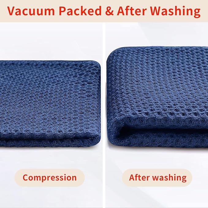 Homaxy 100% Cotton Waffle Weave Kitchen Dish Cloths, 4-Pack Ultra Soft Absorbent Dish Towels, Quick Drying Dish Rags, 12 x 12 Inches, Navy Blue