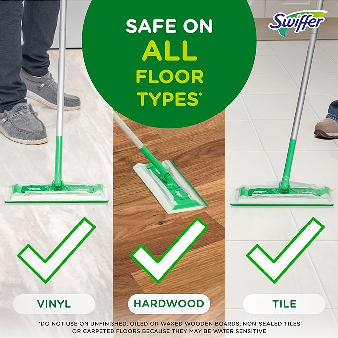 Swiffer Sweep + Mop, Wet Pads Refill, Floor Cleaner for Dirt, Dust, Hair, Cleaning Cloths for Mopping Home, Bathroom, Kitchen, All Purpose Multi-Surface Floor Wipes, Fresh, 24ct