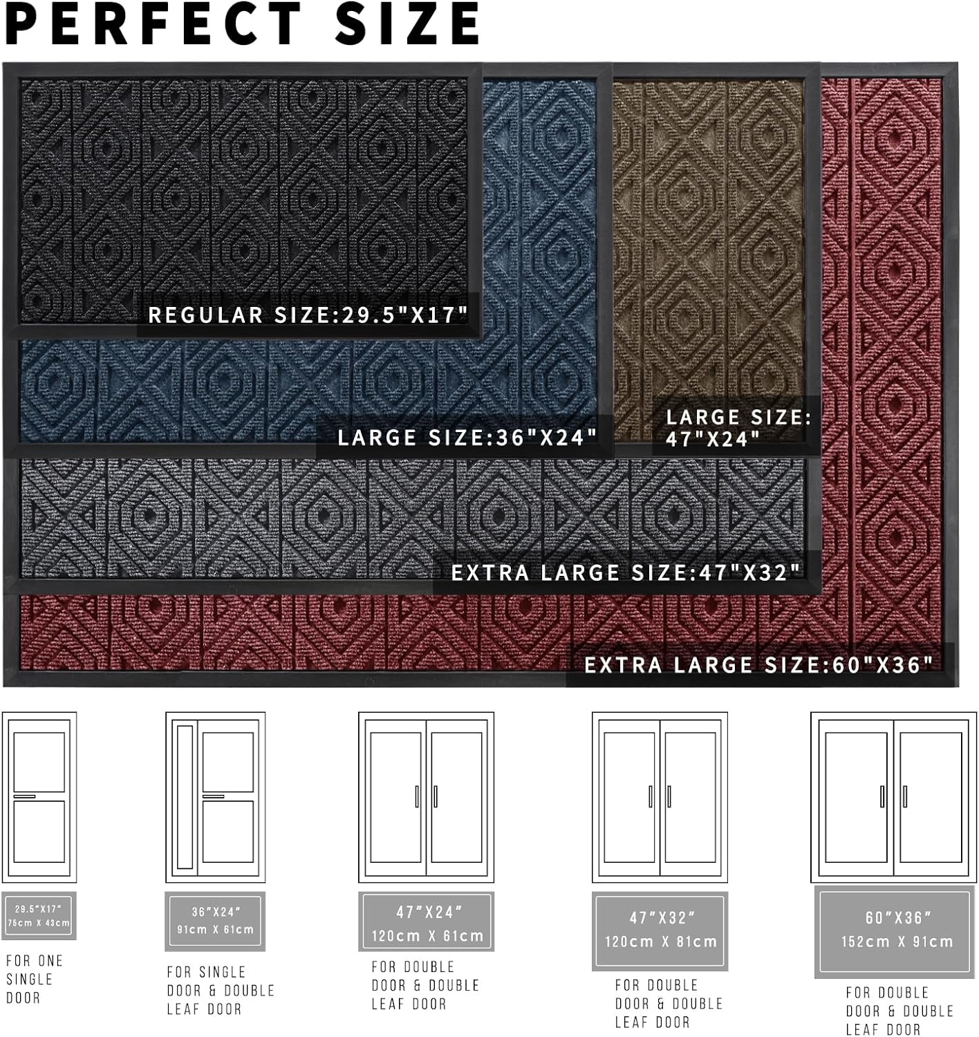 Yimobra Door Mat, Outdoor Indoor Entrance Welcome Mat, Heavy Entry Front Door Mat, Stain & Fade Resistant, Low Profile, Sturdy Rubber, Easy Clean Patio Floor Mat, Waterproof, 47 x 32, Light Beige