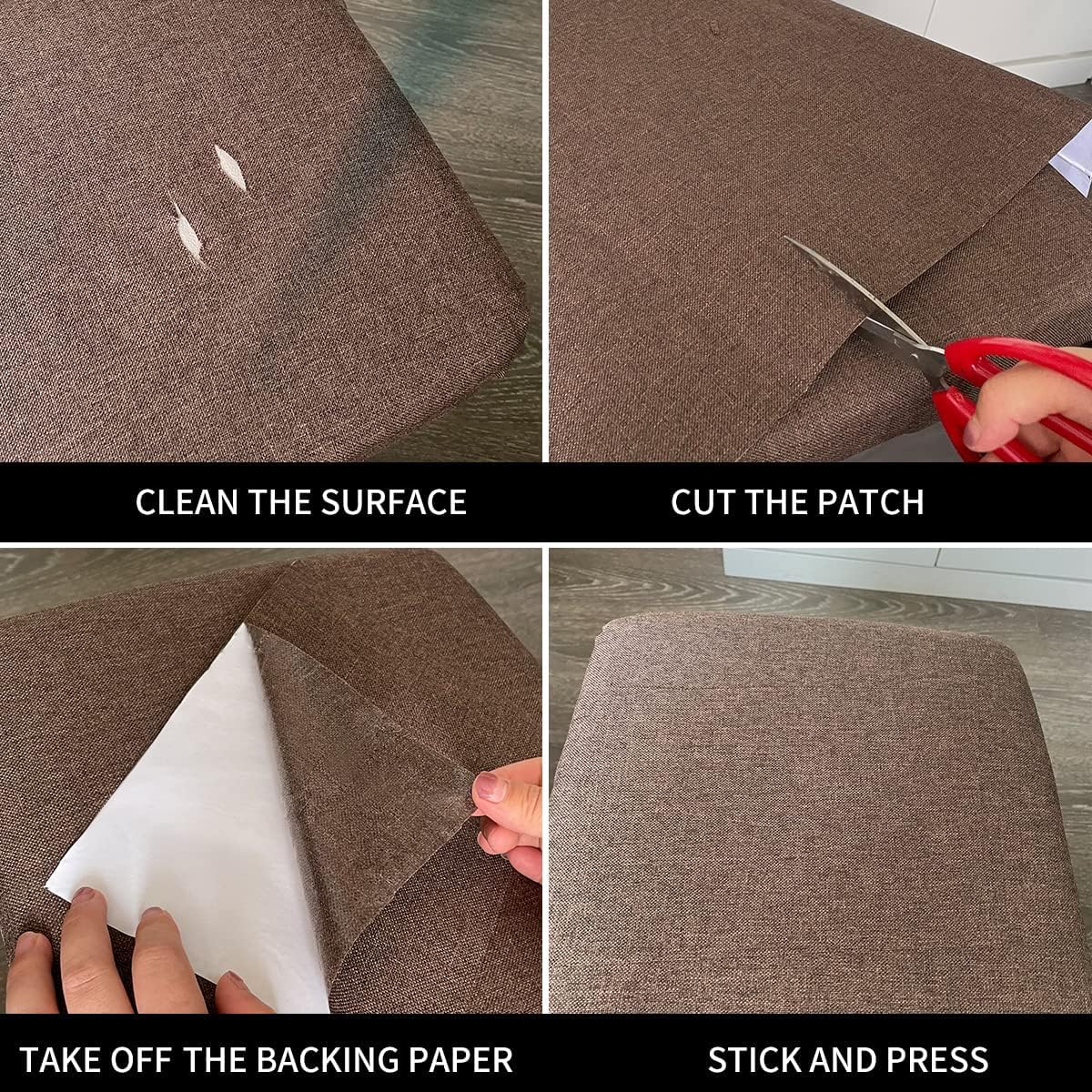 Fabric Repair Patches, Linen Repair Tape Self-Adhesive Fabric Patches Durable, DIY Large Linen Tape for Sofa, Couches, Furniture, Chair, Clothing （3.5X79 Inch, Dark Grey）