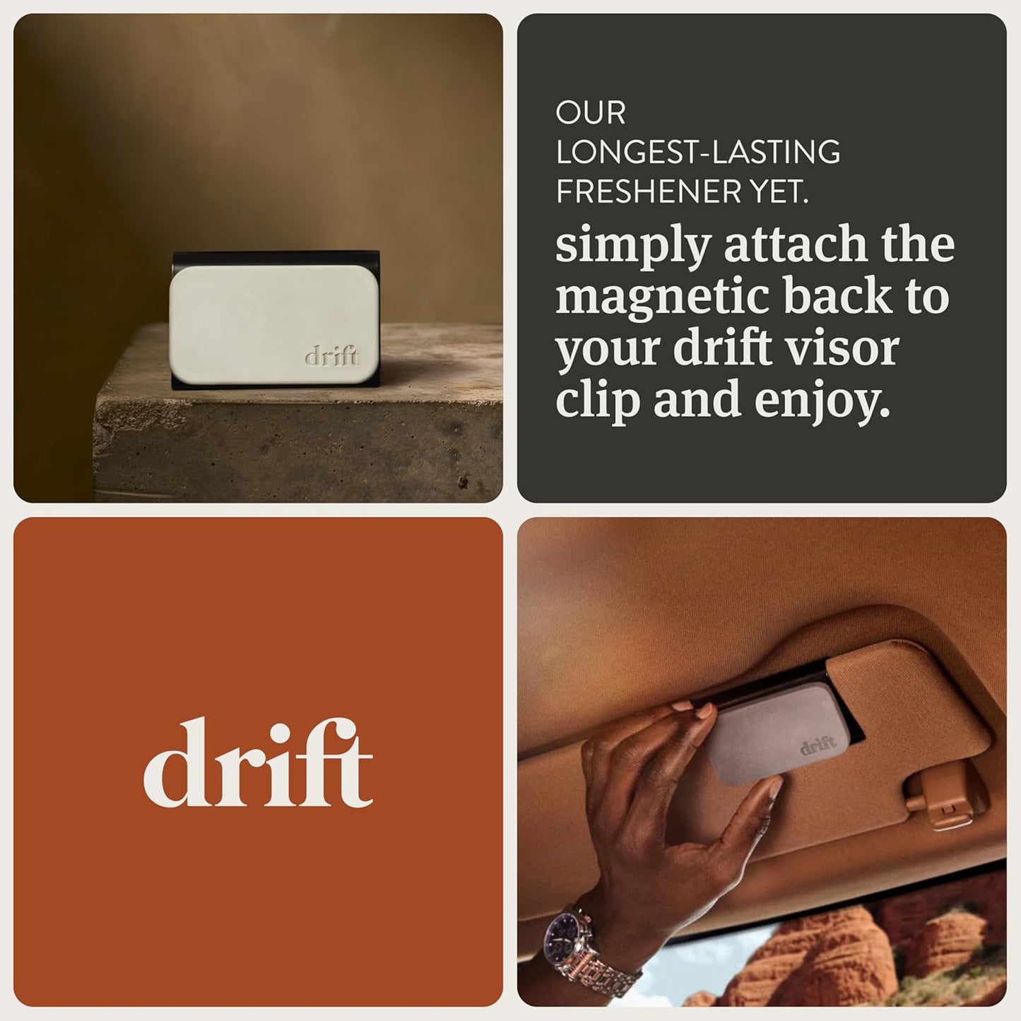 Drift Car Air Freshener - Stone Air Freshener Car Odor Eliminator - Long Lasting Scent - Auto Accessories - Metal Clip - Essential Oils - Clean Ingredients - Grove Scent Starter Kit