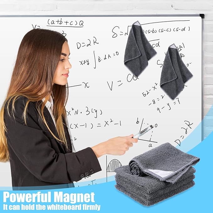 4 Pack Magnetic Cleaning Cloth Microfiber Dry Erase Eraser Board Cleaner Washable Whiteboard Cleaning Cloth Erasers for Blackboards Chalkboards Glassboards Home Office Gray 9.5'' x 9.5''