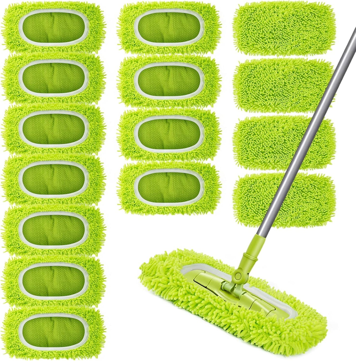 Reusable Dry Sweeping Cloths Microfiber Wet Mop Pads Compatible with Swiffer Sweeper Mop Replacement Sweeping Mopping pad Refills for Hardwood Surface Floor Cleaning (15)