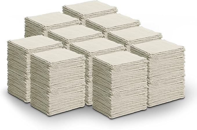 Cotton Shop Towel – Multipurpose Cleaning Cloths (14" x 12" - Pack of 500 - White) Reusable Shop Rags for Automobiles, Industrial, Restaurants, Garage, and Homes