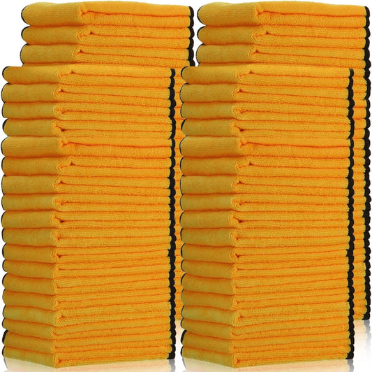 Tallew 80 Pcs Microfiber Towels 16 Inch x 16 Inch Microfiber Cloth Car Drying Towels for Cars Washing Polishing Office Windows Cleaning Household Supplies (Yellow)