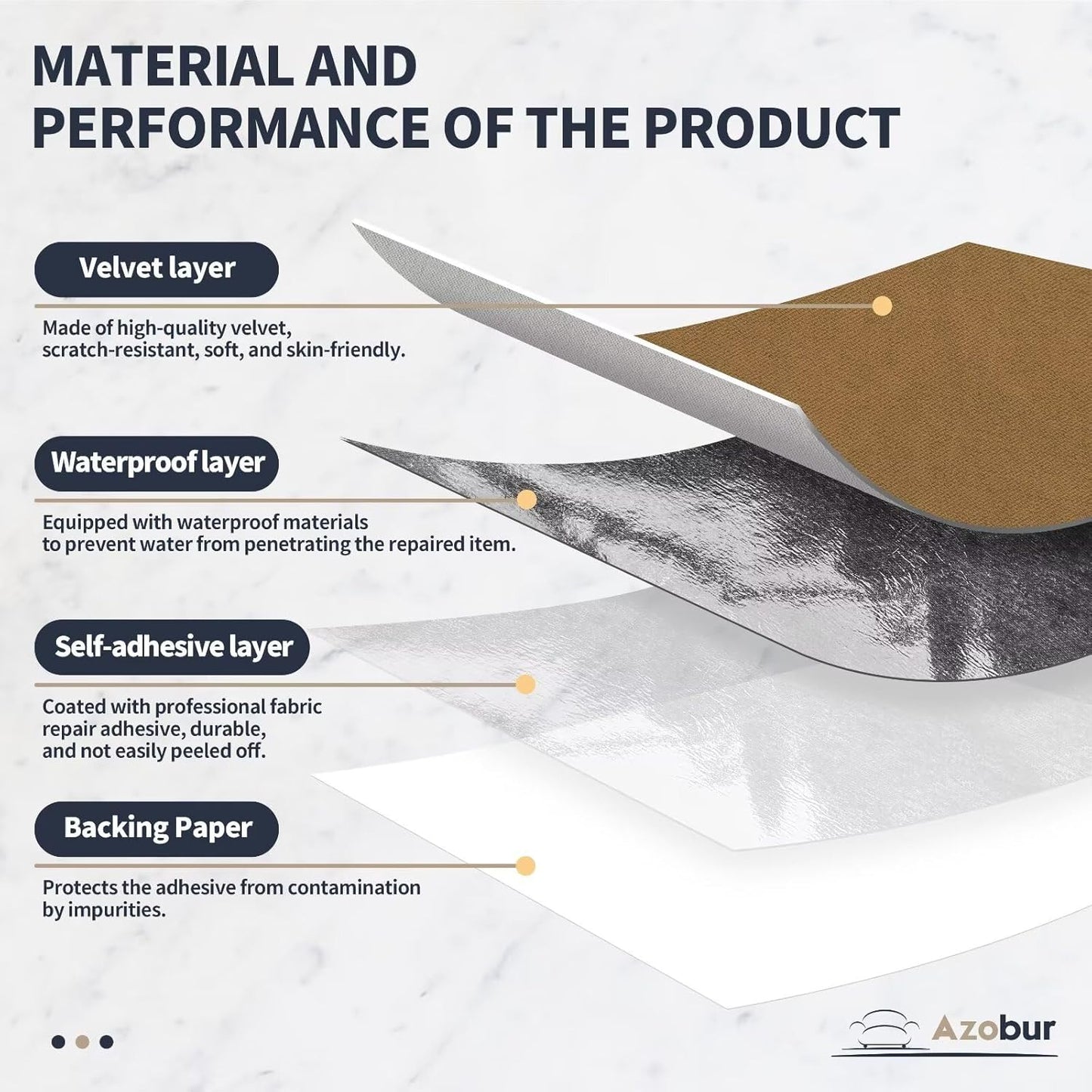 Azobur Velvet Patch,Self-Adhesive Rectangular Flannel Fabric Patch,Multicolor Available Anti Scratch Velvet 8X11 Inch Peel and Stick for Sofas, Automotive Interior, Handbags,and Pillow (Brown)