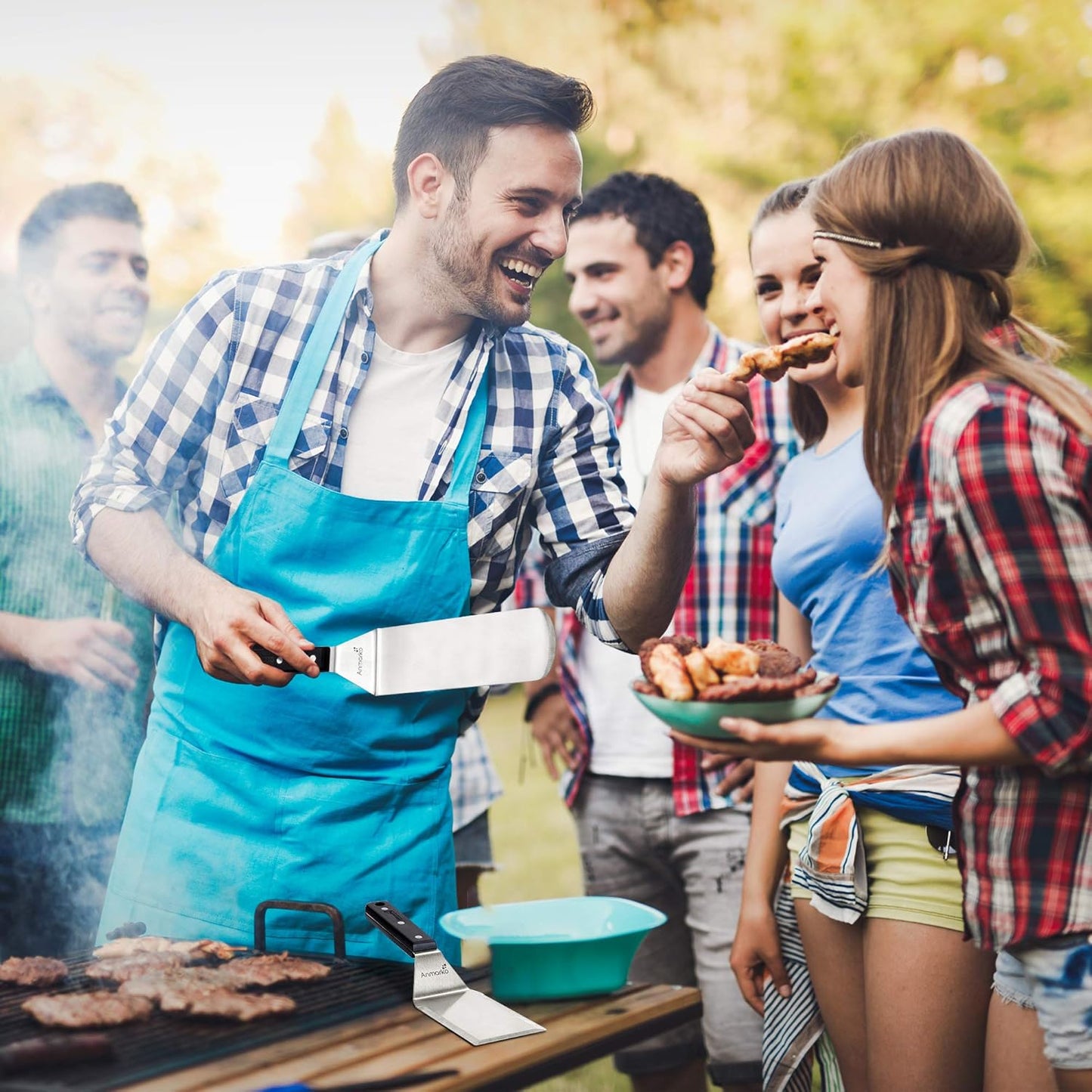 Stainless Steel Spatula Set - Heavy Duty Spatula and Scraper - Great for Cast Iron Griddle BBQ Flat Top Grill - Commercial Grade
