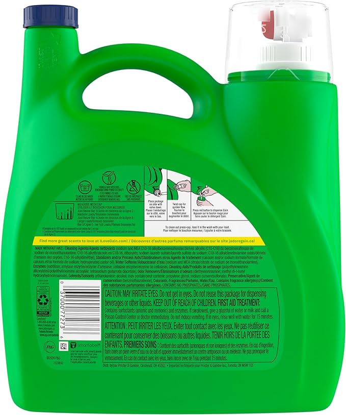 Gain Liquid Laundry Detergent, Original Scent | 107 Loads | 154 oz | HE Compatible | Pack of 2