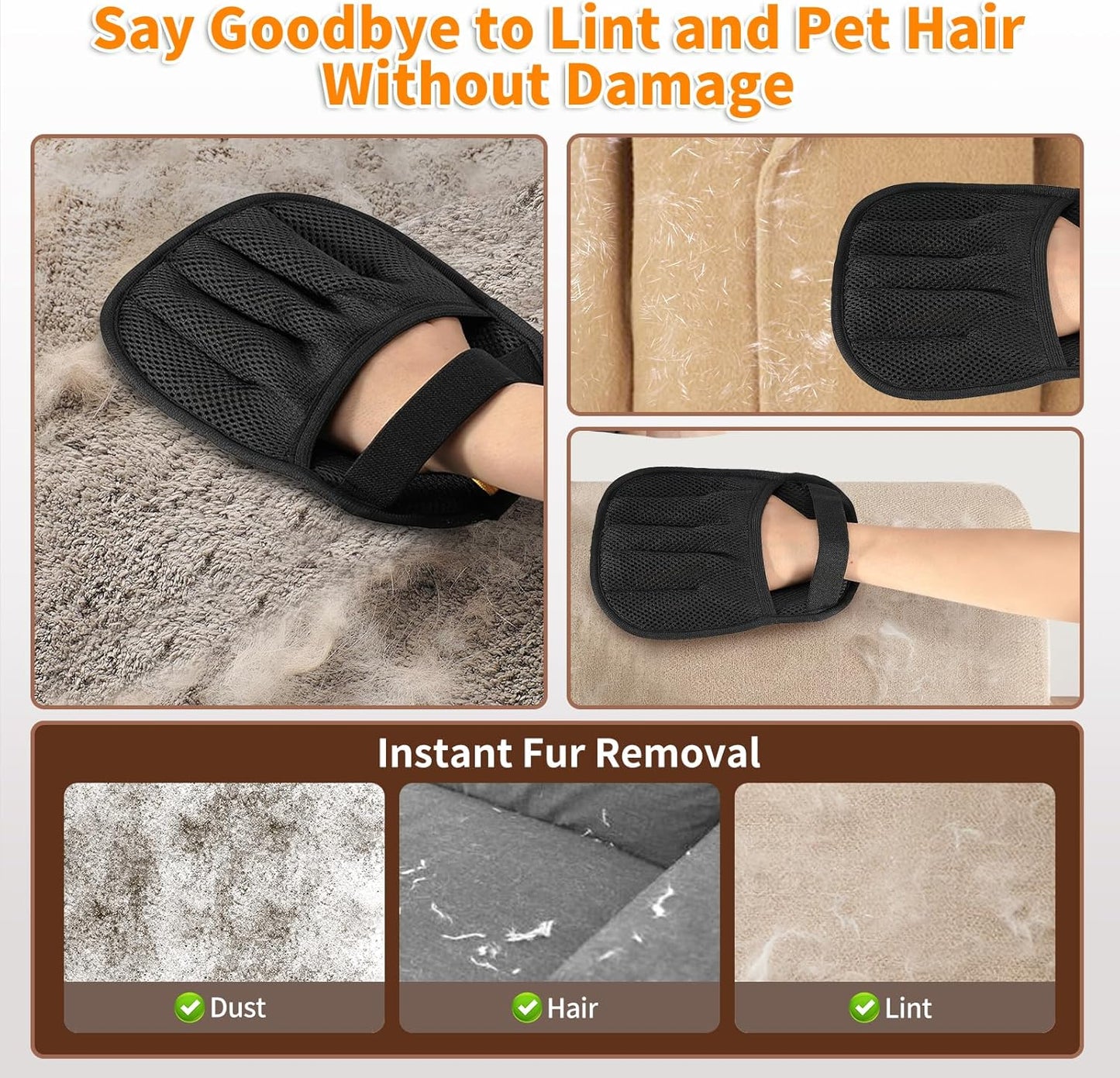Pet Hair Removal Tool for Cats & Dogs, 2025 New Upgraded Electrostatic Gloves for Pet Hair, Reusable Pet Hair Remover Tool for Couch, Furniture, Carpet, Curtain & Car Seat (Blue)