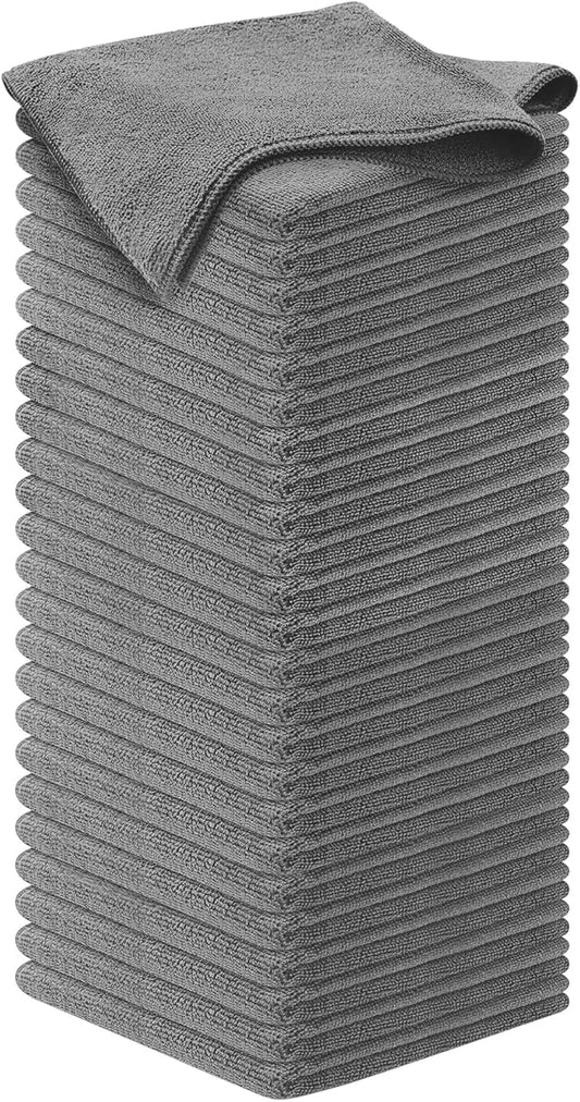 USANOOKS Microfiber Cleaning Cloth Grey - 50 Pcs (12.5"x12.5") - High Performance - 1200 Washes, Ultra Absorbent Microfiber Towel Weave Grime & Liquid for Streak-Free Mirror Shine - Car Washing Cloth