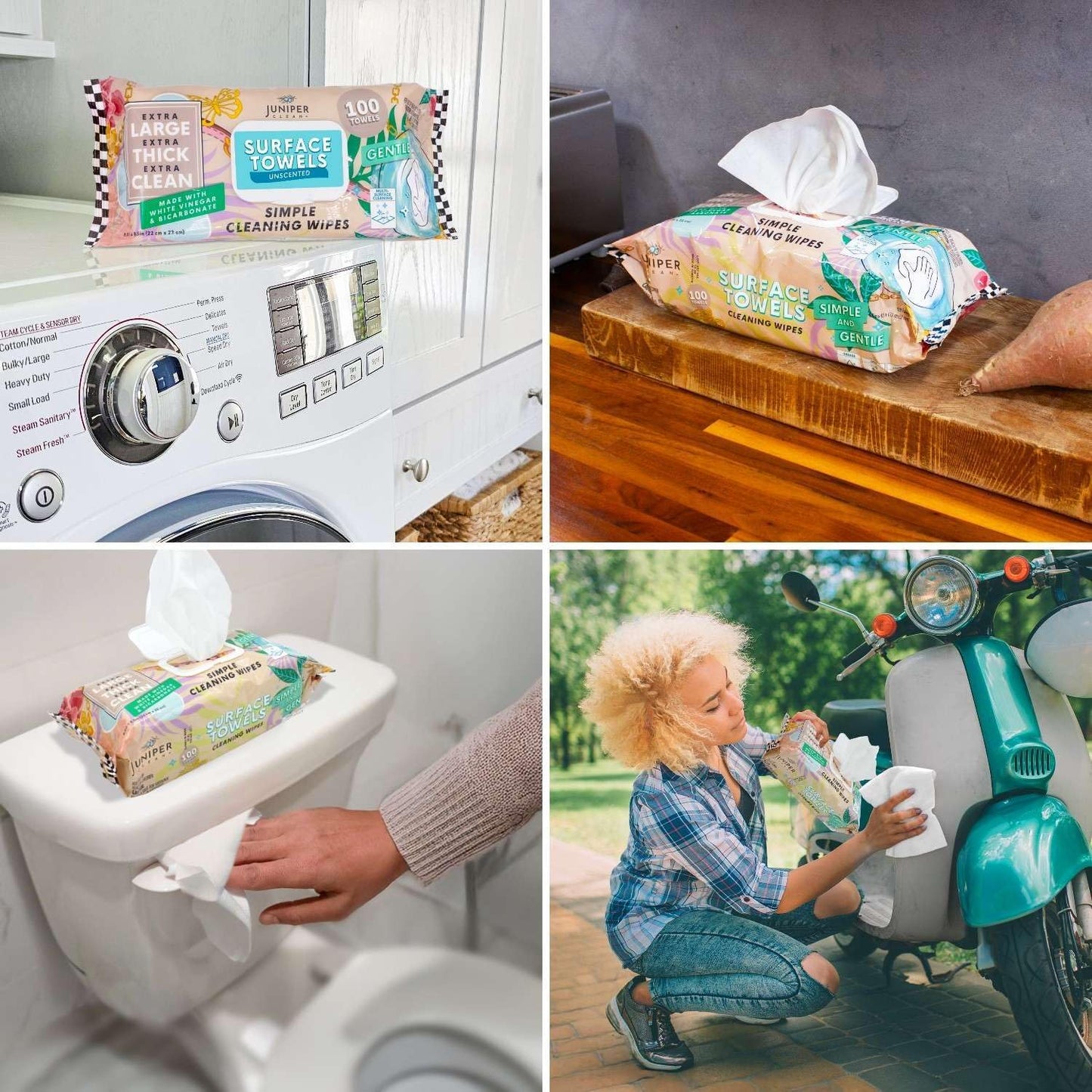 Single Surface Cleaning Wipes Bleach Free, Thick & Large Dispose, All-Purpose Cleaner for Bathroom, Kitchen, Office, 100 Count Soft Flow, Biodegradable, No Scent