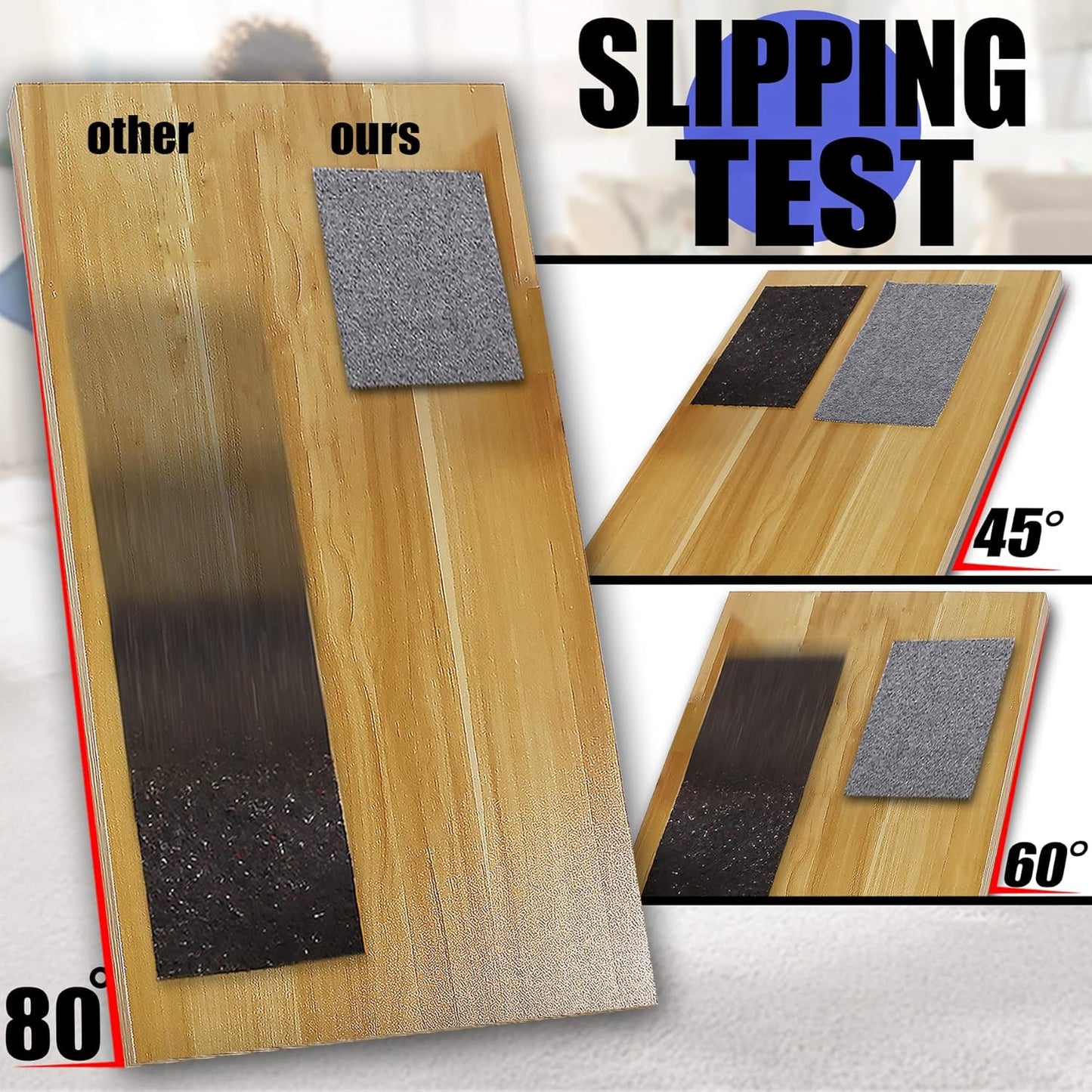 Non Slip Rug Pad Grippers - 2.5x9, 1/4" Thick, Felt + Rubber Double Layers Area Carpet Mat Tap, Provides Protection and Cushioning for Hardwood or Tile Floors