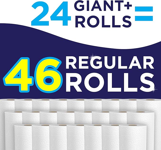 Sparkle Pick-A-Size Paper Towels, 2 Rolls = 4 Regular Rolls (Pack of 24 Rolls), Everyday Value Paper Towel With Full And Half Sheets