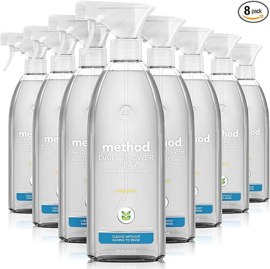Method Daily Shower Cleaner Spray; Spray and Walk Away - No Scrubbing Necessary; Ylang Ylang Scent; 28 Fl oz (Pack of 8); Packaging May Vary