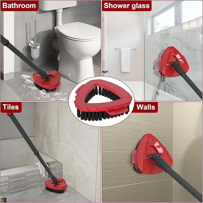Aifacay 2-Pack Spin Mop Scrub Brush Replacement Heads Compatible with O-Cedar RinseClean 2-Tank System, Triangular Hard-Bristle Scrubber Mop Head for Kitchen and Bathroom Deep Cleaning