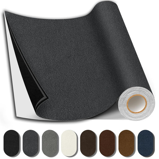 Suede Repair Patch, 17X79 Inch Fabric Large Repair Tape, Self-Adhesive Patches for Furniture, Sofa, Car Interior, Shoes, Hand Bag, Clothing (Dark Grey, 17X79 Inch)