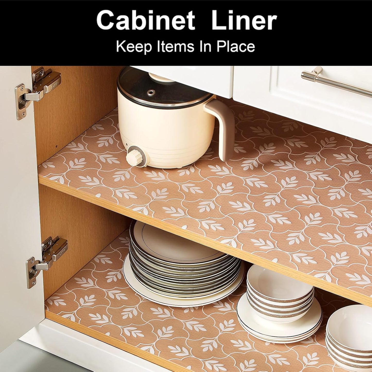 Cooyes Shelf Liners for Kitchen Cabinets Waterproof & Oil-Proof Kitchen Cupboard Mats Non-Slip Drawer Mats EVA Material Non Adhesive Fridge Liner for Shelves