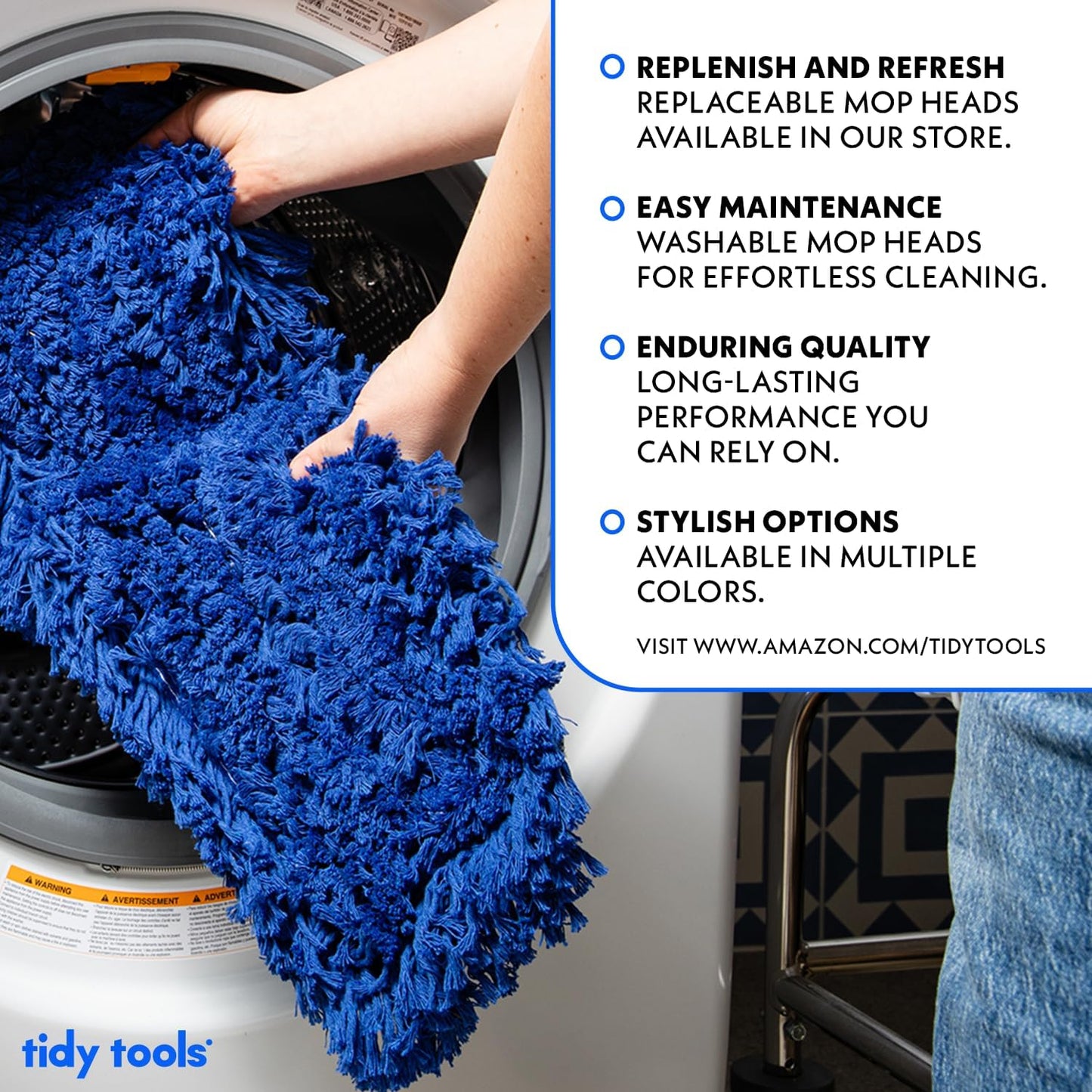 36 Inch Blue Commercial Dust Mop & Floor Sweeper – Wood Handle Floor Mop for Tile, Hardwood & Concrete