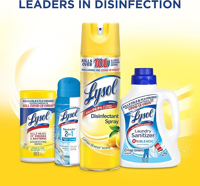 Lysol Disinfectant Spray, Lemon Breeze, 19oz, Clear