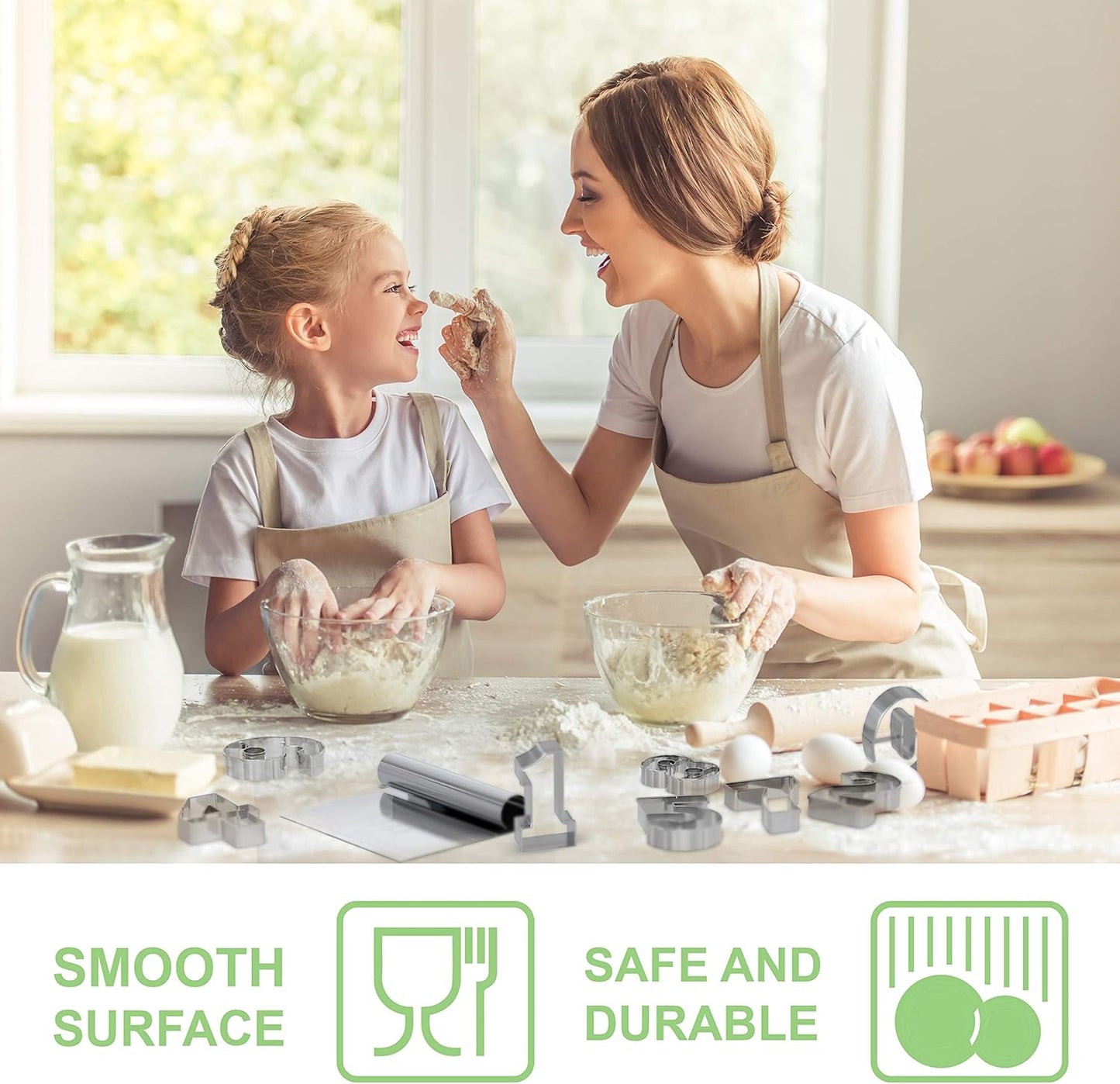 Bakerpan Stainless Steel Heavy Duty Dough Cutter, 3 Size Set - Metal Bench Scraper Kitchen Utensils, Chopper, Pizza and Pastry Cutter Tool, 10, 8, 6 Inch