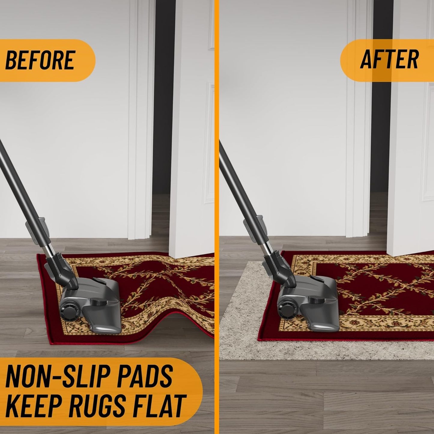 Ottomanson 7'8" x 12' Non-Slip Rug Pad Gripper 1/12 Inch Ultra Thin Dual Surface Felt + Rubber Gripper - Safe for All Floors, Cream