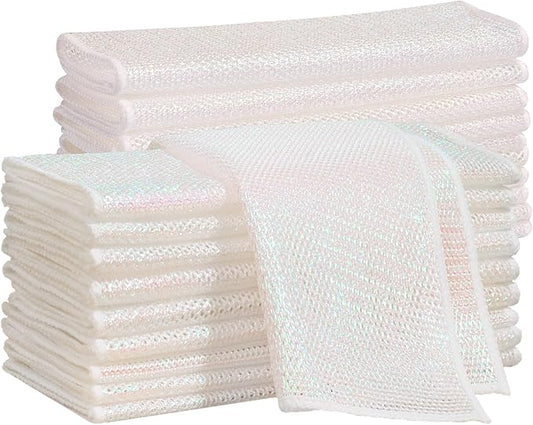JOYMOOP Multipurpose Wire Dish Rags 11.8" x11.8", Rainbow Laser Dish Cloths for Washing Dishes, Reusable Cleaning Cloths, Non-Scratch Dishwashing Rags for Dishes, Glass, Stainless Steel - 20 Pack