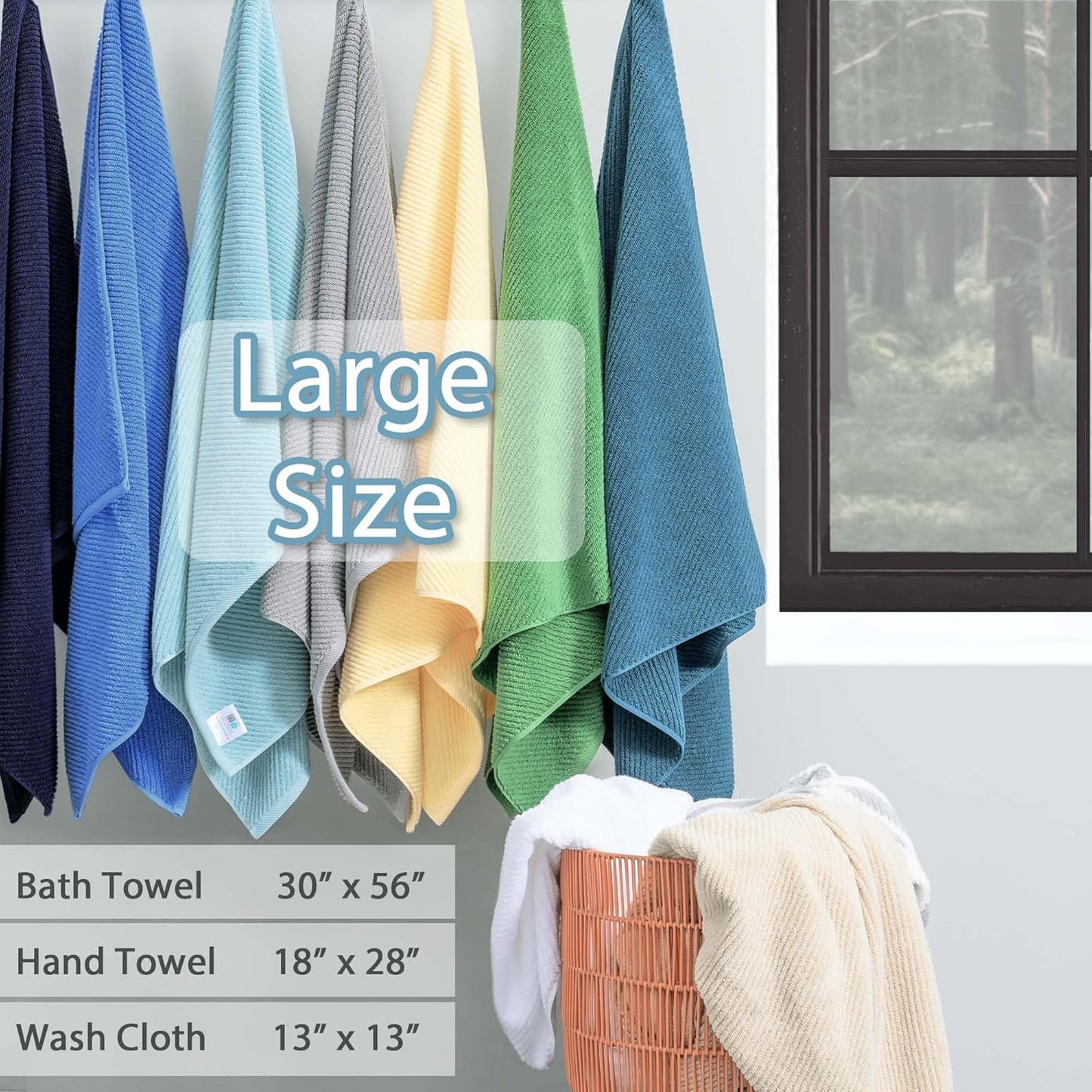 Yellow Towels for Bathroom - 100% Cotton | Quick Dry | Soft | Thick | Large, 3 Piece Towel Set, 1 Large Bath 30" x 56", 1 Hand 18" x 28", 1 Wash Cloth 13" x 13", Bathroom Essentials, Lemon Glow