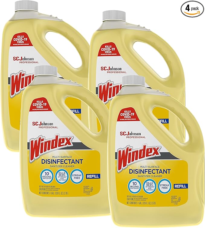 SC Johnson Professional Windex Disinfectant and Multi-Surface 1 Gallon (Pack of 4)
