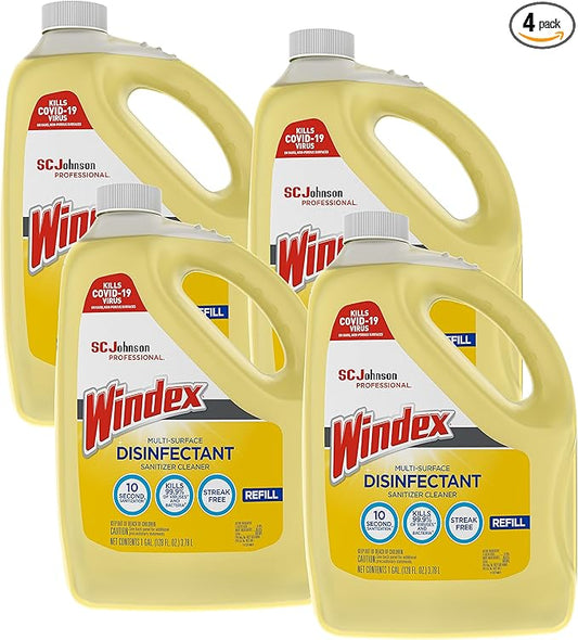 SC Johnson Professional Windex Disinfectant and Multi-Surface 1 Gallon (Pack of 4)