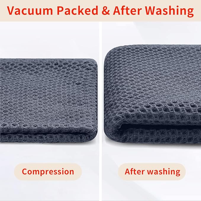 Homaxy 100% Cotton Oversized Waffle Weave Kitchen Dish Towels, 5-Pack Ultra Soft Absorbent Dish Towels, Quick Drying Cleaning Towels, 20 x 28 Inches, Dark Grey