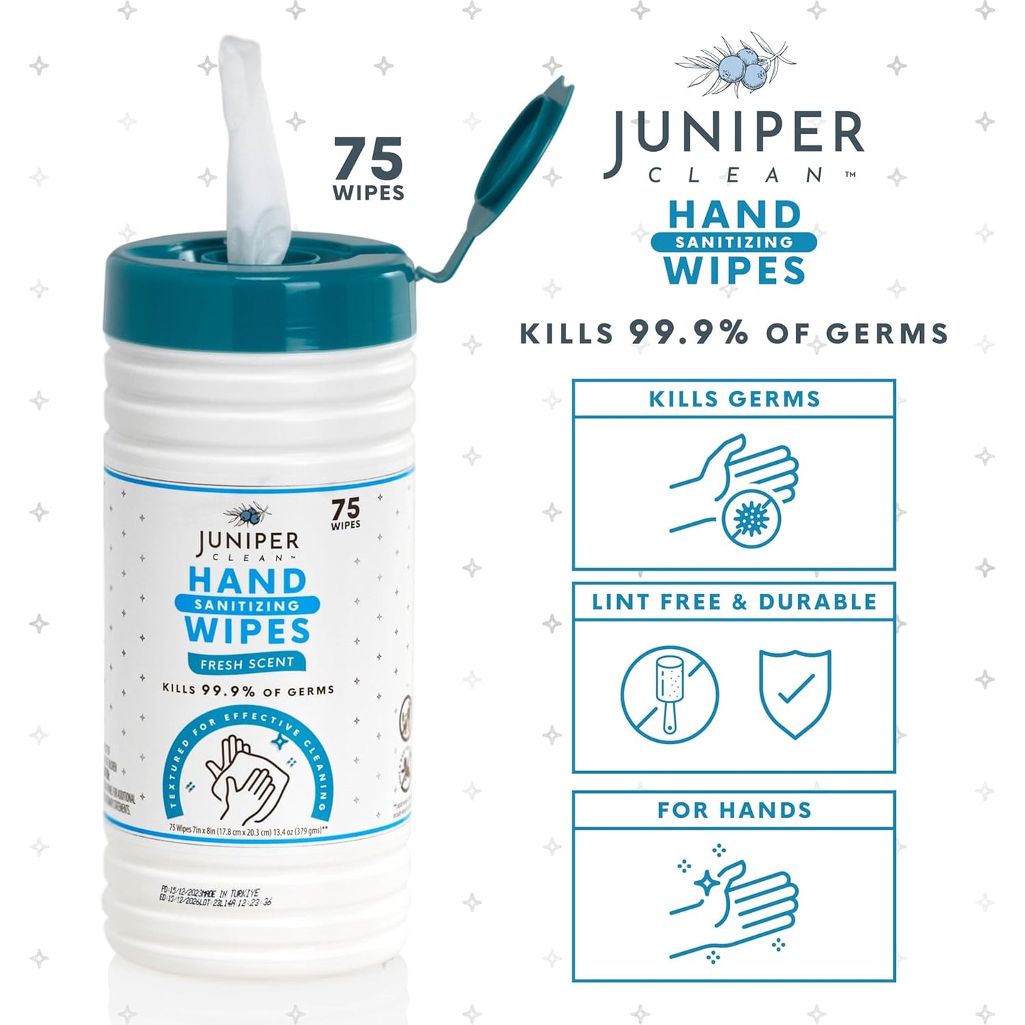 4 Pack Hand Sanitizing Wipes, Alcohol Free 300 Count Canister Disposable Hand Sanitizer Wipes, Fresh Scent, Lint Free & Durable
