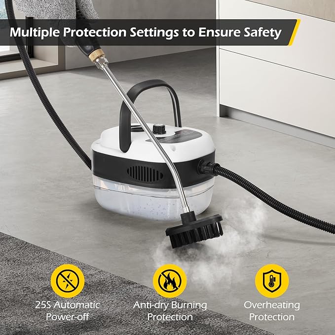 Dyna-Living Steam Cleaner 2500W Car Steamer for Auto Detailing Handheld Steamer Cleaner for Home, High Pressure Steam Cleaner with 1L Water Tank Portable Steamer for Cleaning Kitchen