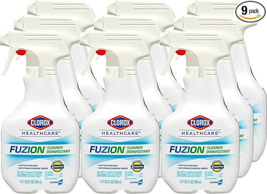 Clorox Healthcare Fuzion Cleaner Disinfectant Spray, 32 Fluid Ounces, Pack of 9 (Package May Vary)