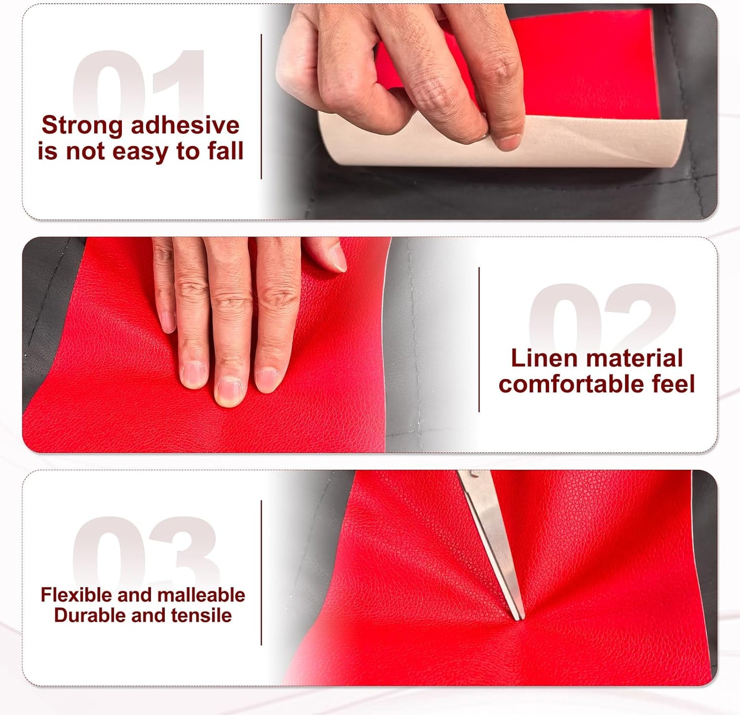 PATIKIL Leather Patches Tape for Furniture, 6.3 x 61 Inch Self Adhesive Vinyl Leather Repair Kit Cover Sheet for Couch, Sofa, Car Seats, Office Chair, Caramel Brown