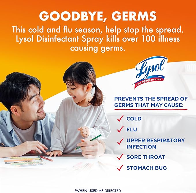 Lysol Disinfectant Spray, Sanitizing and Antibacterial Spray, For Disinfecting and Deodorizing, Mango & Hibiscus, 19 Fl. Oz (Pack of 2)