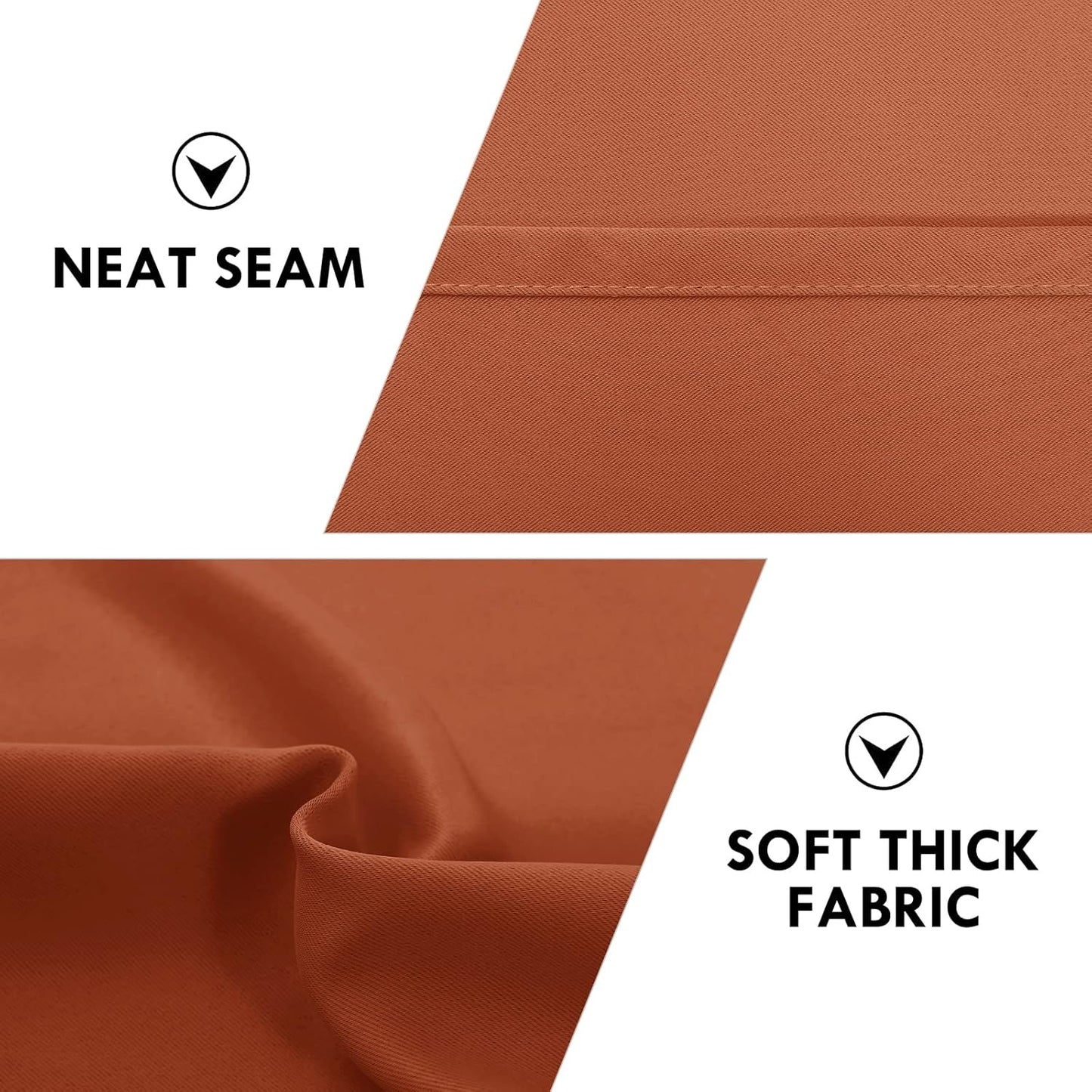 DWCN Blackout Curtains Thermal Insulated, Energy Saving & Noise Reducing Bedroom and Living Room Curtains, Burnt Ochre, W 52x L 45 Inch, Set of 2 Rod Pocket Curtain Panels