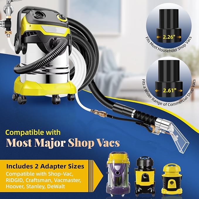 Better Extractor Hose Kit for Shop Vac, Universal Shop Vac Extractor Kit with 25FT Waterline, 11FT Vacuum Hose& Adapter, Converts Vacuum to Upholstery Extractor for Auto Detailing & Home Cleaning