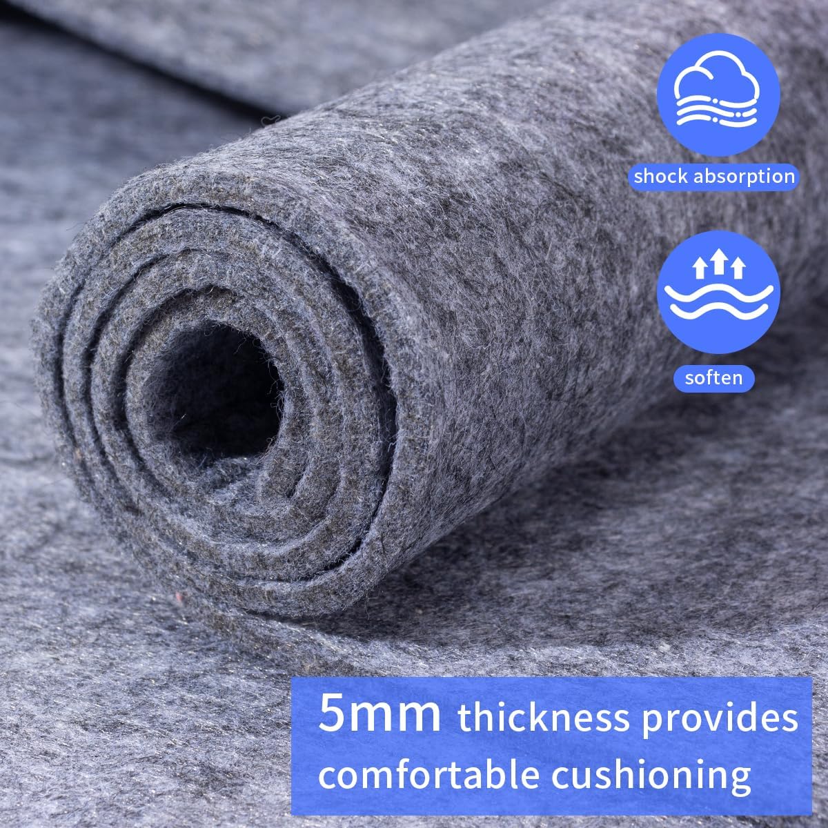Felt Rug Pad, 10x14 Ft Extra Large Area Cushioned Carpet Liner, Thick Felt Pads for All Floors, Keep Rug in Place Soft and Safe
