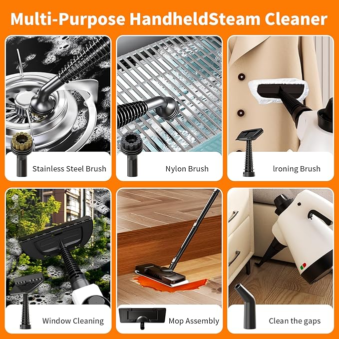 Steam Mop, Detachable Steam Cleaner 16-in-1 Lightweight Handheld Steamer for Hardwood Floors, Home, Tile, Furniture, Clothes, Windows Cleaning