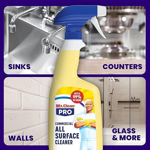Mr. Clean PRO All Surface Cleaner, Commercial Grime Removal, Refillable Spray Bottles Bulk, 32 oz (Case of 6)