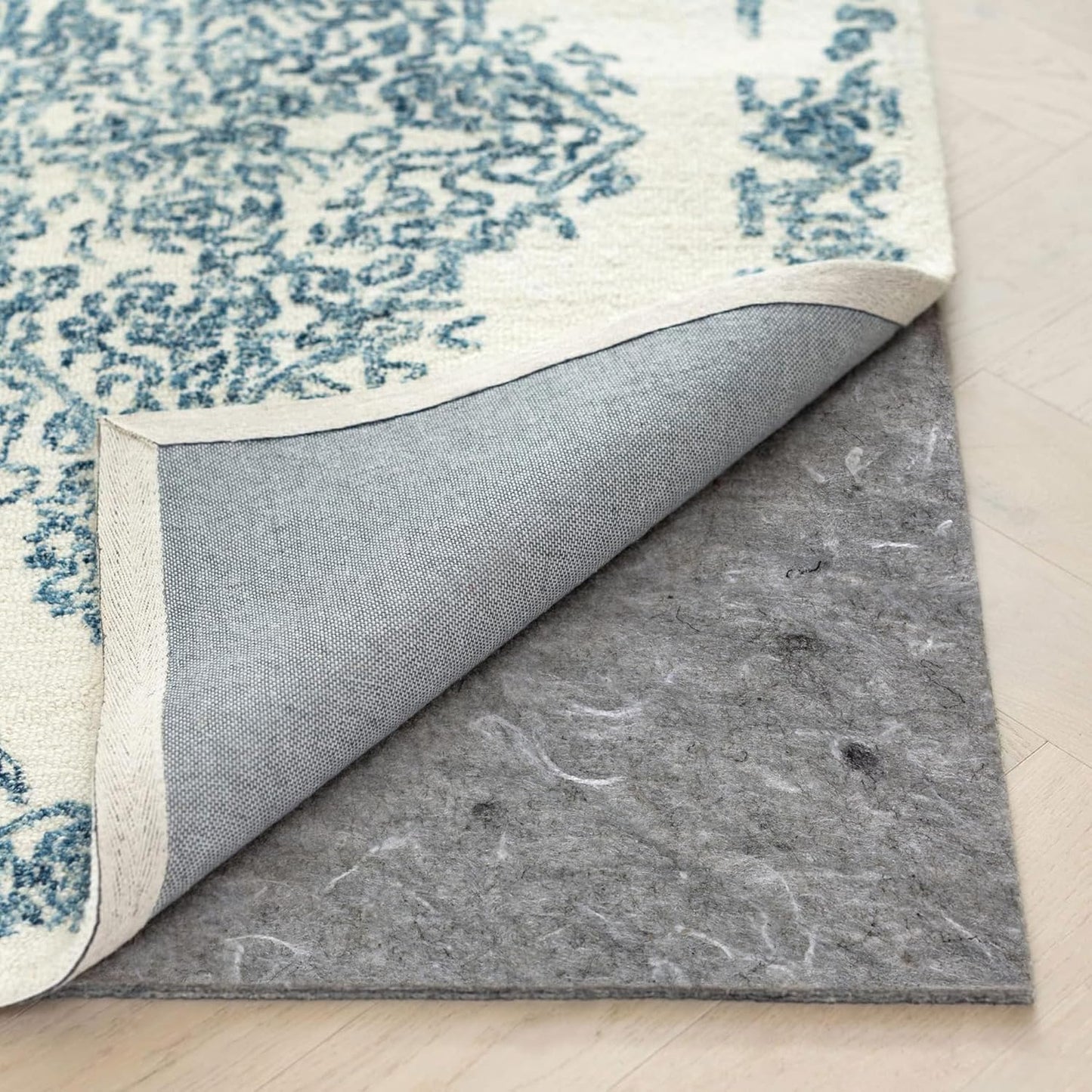 RUGPADUSA - Dual Surface - 3'x5' - 1/8" Thick - Felt + Rubber - Non-Slip Backing Rug Pad - Adds Low-Profile Comfort and Protection