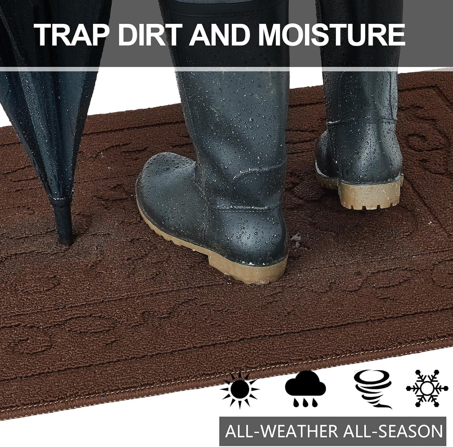 FONEYI Indoor Door Mat 24" x 36", Dirt Trapper Door Mats Non-Slip Entryway Rugs Washable, Absorbent Resist Dirt Welcome Mat, Low Profile Inside Floor Mats for Front Back Door and Entryway, Coffee