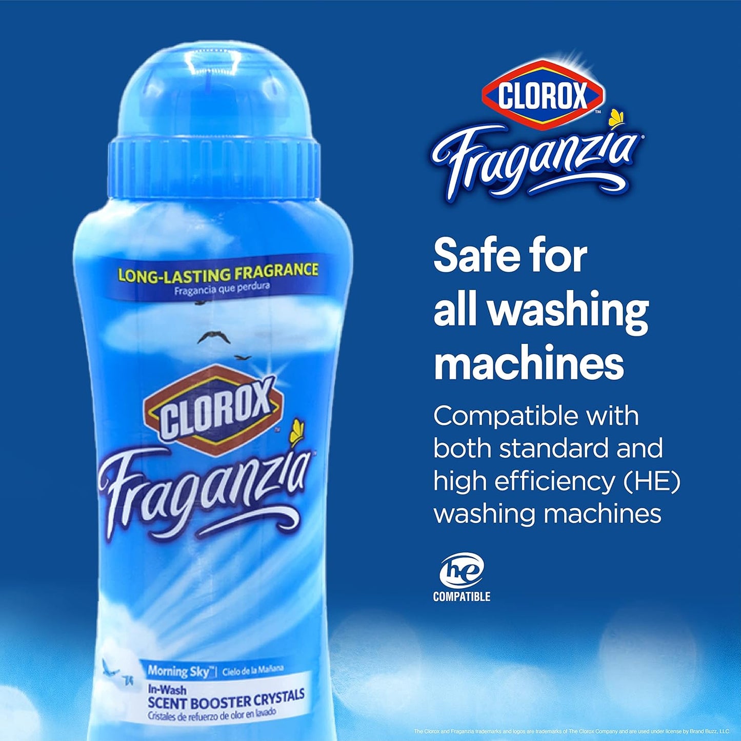 Clorox Fraganzia Laundry Scent Booster Crystals in Morning Sky Scent - Scented In-Wash Freshener Beads for Fresh, Clean, Great Smelling Clothes and Linens, 18 Oz - 2 Pack