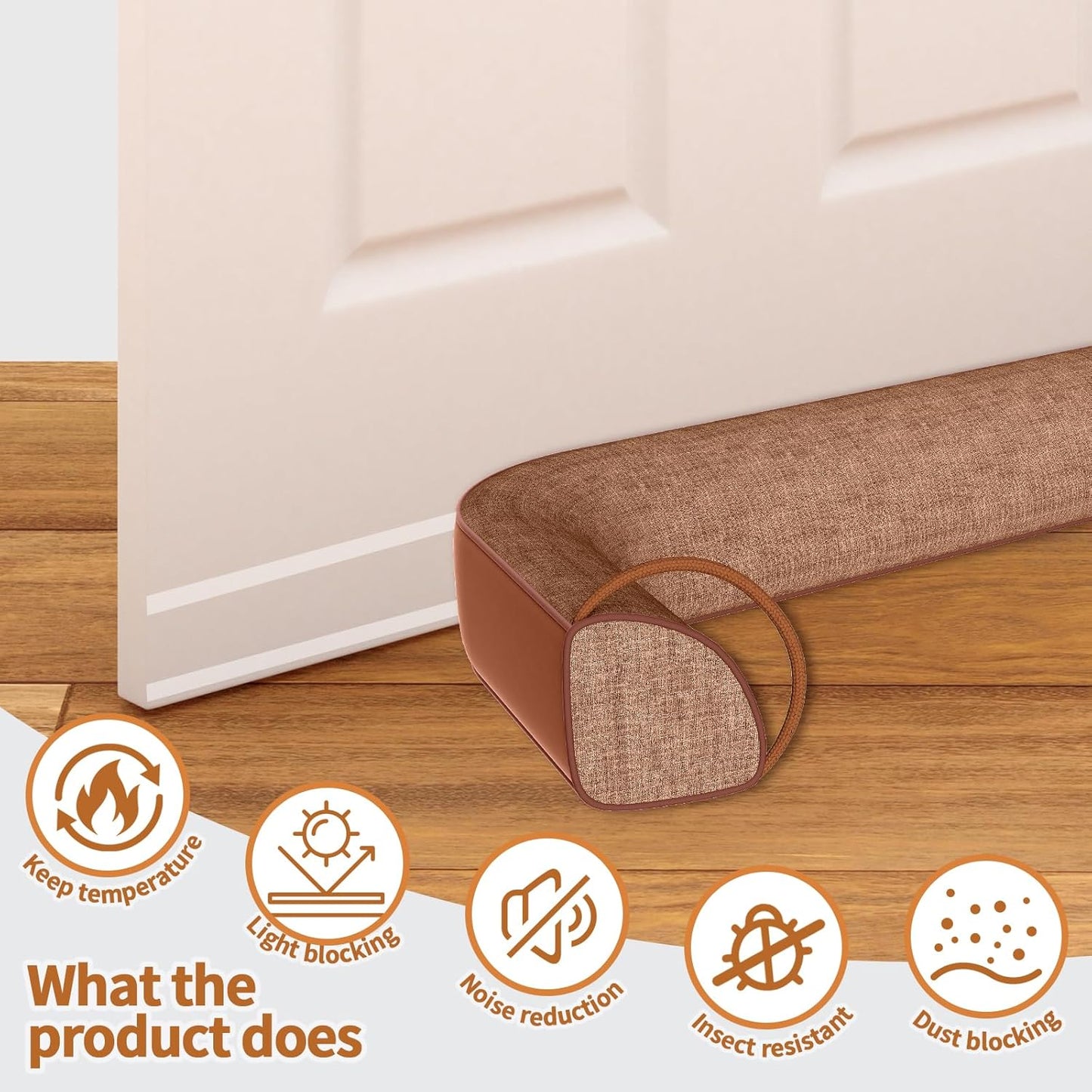 QUOLIX Triangle Under Door Draft Stopper Bottom Door Gap Filler & Seal Windproof Coating Cover Fits 30” to 36” Door Block Noise, Sound, Hot Air, Light, Bugs Easy Install Draft Blocker (36inch-Brown)