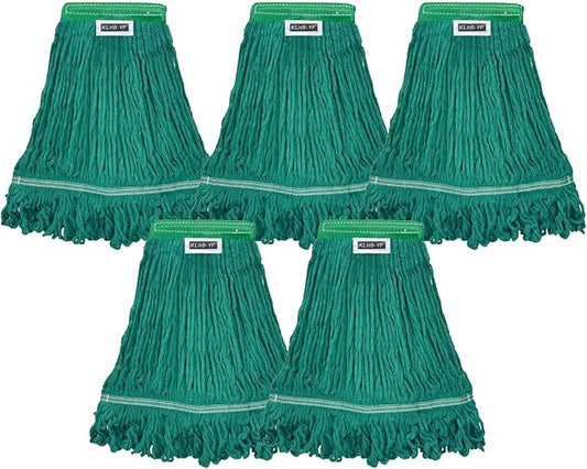 Heavy Duty Wet Industrial Cleaning Mop Head – 21 oz Green mop Head Replacement Cotton Washable Industrial mop Heads Heavy Duty for Commercial & Home Cleaning（Green）