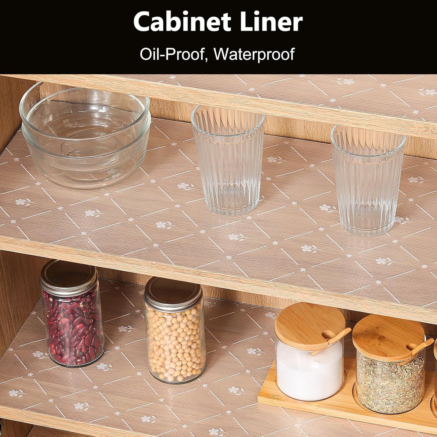 INNOLITES Shelf Liners for Kitchen Cabinets, Non Adhesive Drawer Cabinet Liner, Waterproof Oil-Proof Non-Slip Shelf Liner for Kitchen Pantry Refrigerator 17.7" x 360"