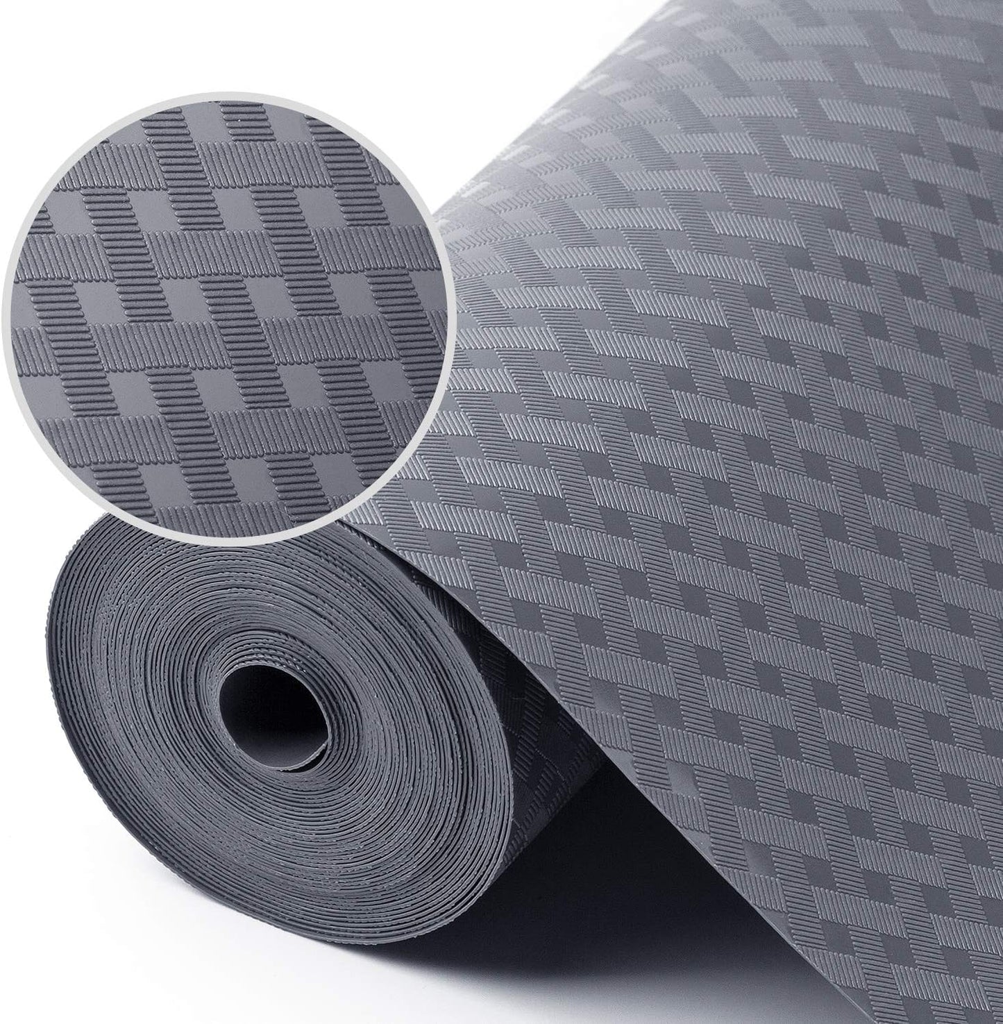 Shelf Liners for Kitchen Cabinets Refrigerator Liners Waterproof Kitchen Cupboard Liner Durable Plastic Drawer Mats EVA Material Non Adhesive Fridge Liner for Shelves (23.6 x 157.4 inches, Gray)